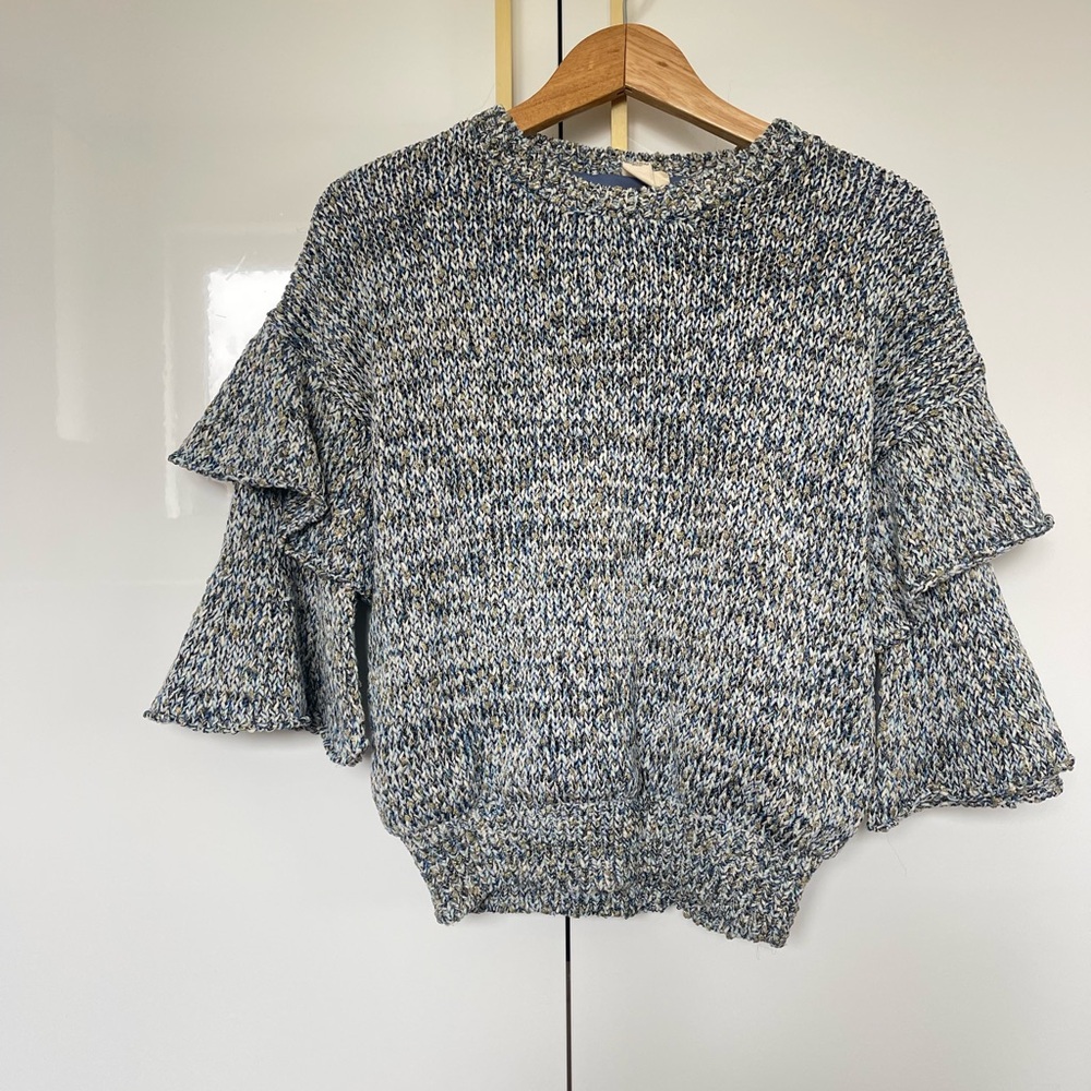ROCOCO fashion Tweed Knit Top Metallic Gold Small